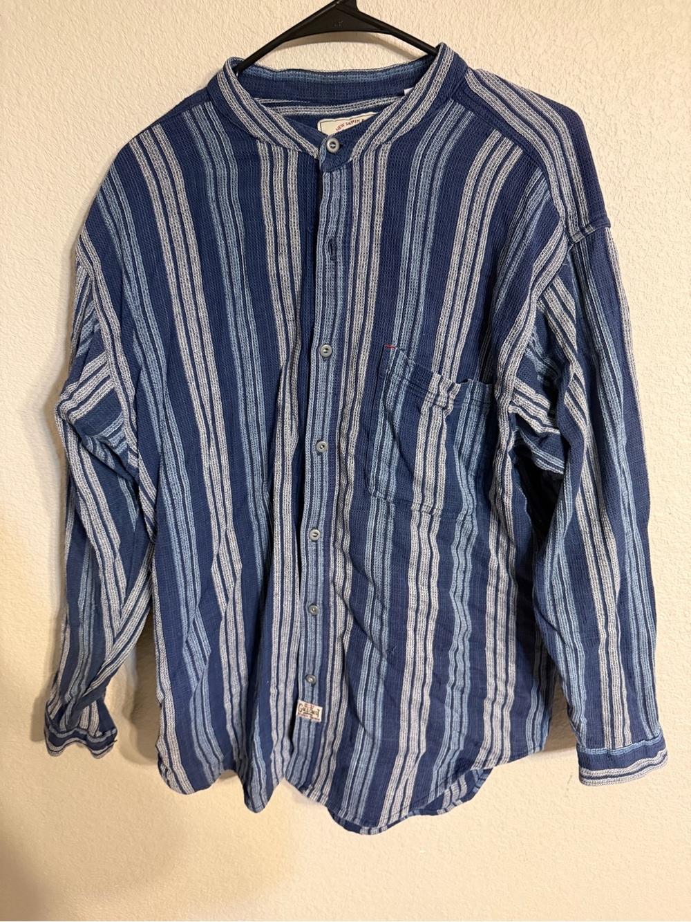 Bugle Boy Navy and Light Blue Vertical Stripe Button-Down Shirt
